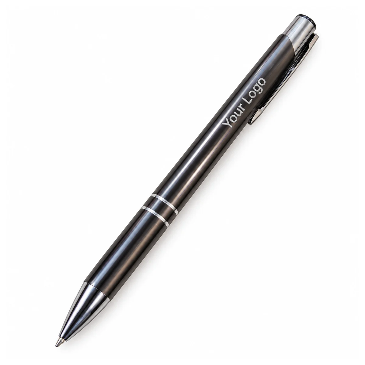 Black Premium Steel Pen with Silver-Tone Trim